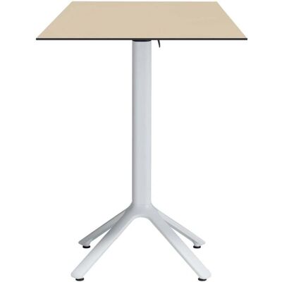 RestooTab Klappbarer quadratischer Outdoor-Stehtisch Nemo weiß 60x60; 60x60x110 cm (LxBxH); Platte beige, Gestell weiß; quadratisch RestooTab Klappbarer quadratischer Outdoor-Stehtisch Nemo weiß 60x60; 60x60x110 cm (LxBxH); Platte beige, Gestell weiß; quadratisch