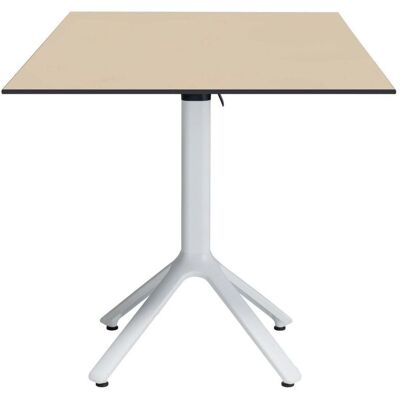 RestooTab Klappbarer quadratischer Outdoor-Tisch Nemo weiß 70x70; 70x70x74 cm (LxBxH); Platte beige, Gestell weiß; quadratisch RestooTab Klappbarer quadratischer Outdoor-Tisch Nemo weiß 70x70; 70x70x74 cm (LxBxH); Platte beige, Gestell weiß; quadratisch