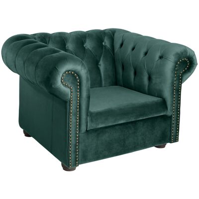 Vega Chesterfield Sessel - Samt, Braun, 114x97x72.5 cm Vega Chesterfield Sessel - Samt, Braun, 114x97x72.5 cm