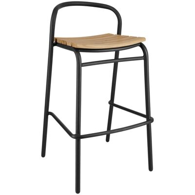 VEGA Outdoor-Teak-Barstuhl Zolia; 50x50x95 cm (BxTxH); Sitz braun, Gestell schwarz; 2 Stück / Pack VEGA Outdoor-Teak-Barstuhl Zolia; 50x50x95 cm (BxTxH); Sitz braun, Gestell schwarz; 2 Stück / Pack