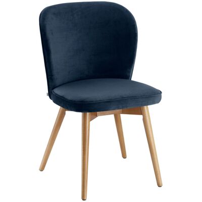 VEGA Polsterstuhl Lian Samt; 56x58x86 cm (BxTxH); Sitz dunkelblau, Gestell hellbraun; 2 Stück / Pack VEGA Polsterstuhl Lian Samt; 56x58x86 cm (BxTxH); Sitz dunkelblau, Gestell hellbraun; 2 Stück / Pack