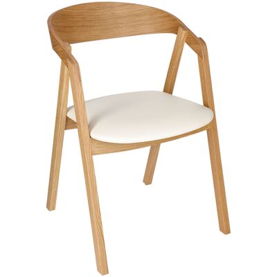 VEGA Stapelstuhl Calma Kunstleder Eiche; 54x53x79 cm (BxTxH); Sitz weiß, Gestell eiche; 2 Stück / Pack VEGA Stapelstuhl Calma Kunstleder Eiche; 54x53x79 cm (BxTxH); Sitz weiß, Gestell eiche; 2 Stück / Pack