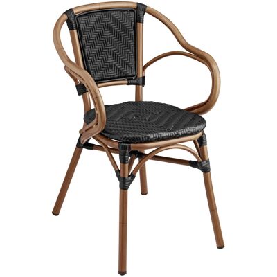 VEGA Outdoor Stapelstuhl Tolia mit Armlehnen; 58x58x81.5 cm (BxTxH); Sitz schwarz, Gestell hellbraun; 2 Stück / Pack VEGA Outdoor Stapelstuhl Tolia mit Armlehnen; 58x58x81.5 cm (BxTxH); Sitz schwarz, Gestell hellbraun; 2 Stück / Pack