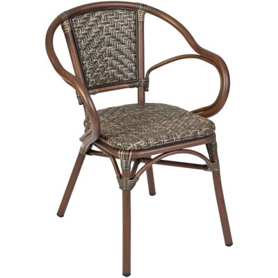 VEGA Outdoor Stapelstuhl Tolia mit Armlehnen; 58x58x81.5 cm (BxTxH); Sitz tabak, Gestell dunkelbraun; 2 Stück / Pack VEGA Outdoor Stapelstuhl Tolia mit Armlehnen; 58x58x81.5 cm (BxTxH); Sitz tabak, Gestell dunkelbraun; 2 Stück / Pack
