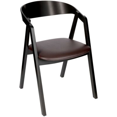 VEGA Stapelstuhl Calma Kunstleder Buchenholz schwarz lackiert; 54x53x79 cm (BxTxH); Sitz braun, Gestell schwarz; 2 Stück / Pack VEGA Stapelstuhl Calma Kunstleder Buchenholz schwarz lackiert; 54x53x79 cm (BxTxH); Sitz braun, Gestell schwarz; 2 Stück / Pack