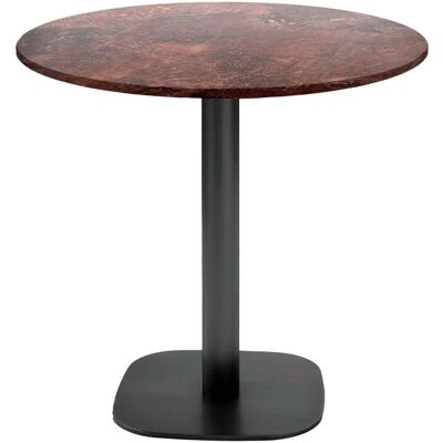 RestooTab Tisch Round rund - Dekor Stein & Holz; 75x70 cm (HxØ); Platte metall verrostet, Gestell schwarz; rund RestooTab Tisch Round rund - Dekor Stein & Holz; 75x70 cm (HxØ); Platte metall verrostet, Gestell schwarz; rund