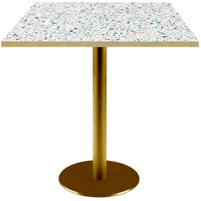 RestooTab Tisch Rome goldmetallic quadratisch - Dekore Steine & Kanten messingfarben; 70x70x75 cm (LxBxH); mehrfarbig/terrazzo/messing; quadratisch RestooTab Tisch Rome goldmetallic quadratisch - Dekore Steine & Kanten messingfarben; 70x70x75 cm (LxBxH); mehrfarbig/terrazzo/messing; quadratisch
