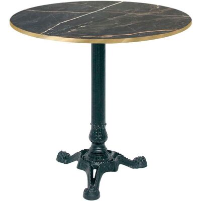 RestooTab Tisch Bistrot Ø70cm - Modell Berbre Capuccino mit messingfarbenen Kanten; 70x70x75x70 cm (LxBxHxØ); schwarz/gold/messing; Gestell schwarz; rund RestooTab Tisch Bistrot Ø70cm - Modell Berbre Capuccino mit messingfarbenen Kanten; 70x70x75x70 cm (LxBxHxØ); schwarz/gold/messing; Gestell schwarz; rund