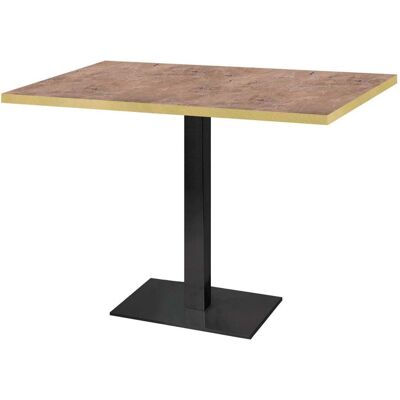 RestooTab Tisch Milan rechteckig - Kanten messingfarben; 120x70x75 cm (LxBxH); Platte braun/marmoriert/messing, Gestell schwarz; rechteckig RestooTab Tisch Milan rechteckig - Kanten messingfarben; 120x70x75 cm (LxBxH); Platte braun/marmoriert/messing, Gestell schwarz; rechteckig