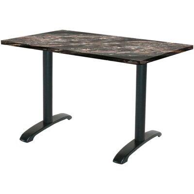 RestooTab Tisch Bazila rechteckig - Dekor Stein & Holz; 120x70x74 cm (LxBxH); Platte schwarz, Gestell schwarz; rechteckig RestooTab Tisch Bazila rechteckig - Dekor Stein & Holz; 120x70x74 cm (LxBxH); Platte schwarz, Gestell schwarz; rechteckig