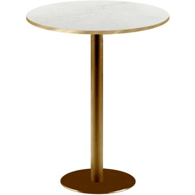 RestooTab Stehtisch Rome rund Gestell goldmetallic - Kanten messingfarben; 113x60 cm (HxØ); Platte weiß/beige/messing, Gestell messing; rund RestooTab Stehtisch Rome rund Gestell goldmetallic - Kanten messingfarben; 113x60 cm (HxØ); Platte weiß/beige/messing, Gestell messing; rund