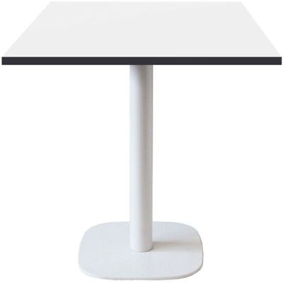 RestooTab Tisch Round quadratisch Gestell weiß - Dekor Holz & Uni; 70x70x75 cm (LxBxH); Platte weiß/schwarz, Gestell weiß; quadratisch RestooTab Tisch Round quadratisch Gestell weiß - Dekor Holz & Uni; 70x70x75 cm (LxBxH); Platte weiß/schwarz, Gestell weiß; quadratisch