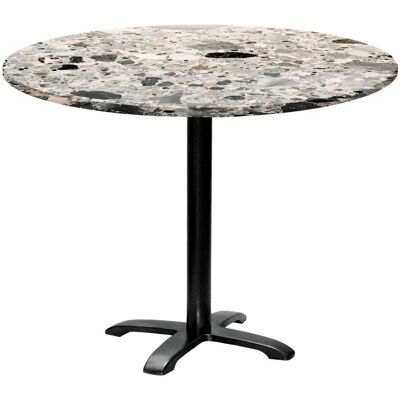 RestooTab Tisch Bazila rund - Dekor Stein; 74x110 cm (HxØ); Platte grau/terrazzo, Gestell schwarz; rund RestooTab Tisch Bazila rund - Dekor Stein; 74x110 cm (HxØ); Platte grau/terrazzo, Gestell schwarz; rund