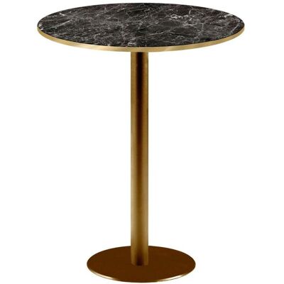 RestooTab Stehtisch Rome rund Gestell goldmetallic - Kanten messingfarben; 113x60 cm (HxØ); Platte schwarz/marmoriert/messing, Gestell messing; rund RestooTab Stehtisch Rome rund Gestell goldmetallic - Kanten messingfarben; 113x60 cm (HxØ); Platte schwarz/marmoriert/messing, Gestell messing; rund
