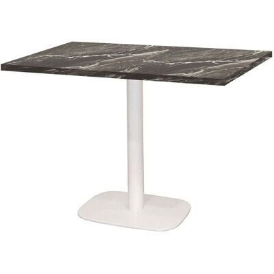 RestooTab Tisch Round rechteckig Gestell weiß - Dekor Stein; 120x70x75 cm (LxBxH); Platte schwarz/braun/marmoriert, Gestell weiß; rechteckig RestooTab Tisch Round rechteckig Gestell weiß - Dekor Stein; 120x70x75 cm (LxBxH); Platte schwarz/braun/marmoriert, Gestell weiß; rechteckig