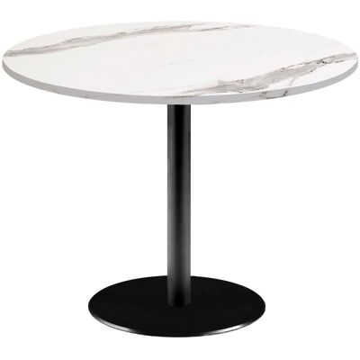 RestooTab Tisch Rome XL rund - Dekor Stein & Marmor; 75x120 cm (HxØ); Platte weiß/grau/marmoriert, Gestell schwarz; rund RestooTab Tisch Rome XL rund - Dekor Stein & Marmor; 75x120 cm (HxØ); Platte weiß/grau/marmoriert, Gestell schwarz; rund