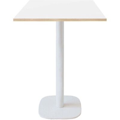 RestooTab Stehtisch Round quadratisch Gestell weiß - Dekor Holz & Uni; 60x60x113 cm (LxBxH); Platte weiß, Gestell weiß; quadratisch RestooTab Stehtisch Round quadratisch Gestell weiß - Dekor Holz & Uni; 60x60x113 cm (LxBxH); Platte weiß, Gestell weiß; quadratisch