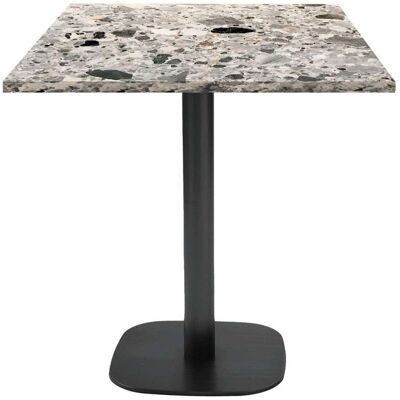 RestooTab Tisch Round quadratisch - Dekor Stein & Holz; 70x70x75 cm (LxBxH); Platte grau/terrazzo, Gestell schwarz; quadratisch RestooTab Tisch Round quadratisch - Dekor Stein & Holz; 70x70x75 cm (LxBxH); Platte grau/terrazzo, Gestell schwarz; quadratisch