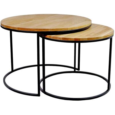 Infantil 2er-Set Beistelltisch 'Andrea', Wildeiche; 50x75 cm (HxØ); Platte braun, Gestell schwarz; rund Infantil 2er-Set Beistelltisch 'Andrea', Wildeiche; 50x75 cm (HxØ); Platte braun, Gestell schwarz; rund