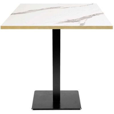 RestooTab Tisch Milan quadratisch - Kanten messingfarben; 70x70x75 cm (LxBxH); Platte weiß/grau/messing, Gestell schwarz; quadratisch RestooTab Tisch Milan quadratisch - Kanten messingfarben; 70x70x75 cm (LxBxH); Platte weiß/grau/messing, Gestell schwarz; quadratisch