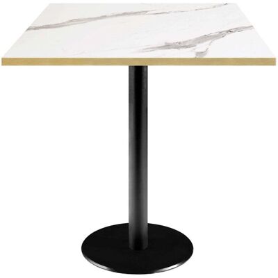 RestooTab Tisch Rome quadratisch - Dekor Stein; 70x70x75 cm (LxBxH); Platte weiß/grau/messing, Gestell schwarz; quadratisch RestooTab Tisch Rome quadratisch - Dekor Stein; 70x70x75 cm (LxBxH); Platte weiß/grau/messing, Gestell schwarz; quadratisch