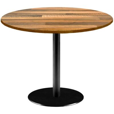 RestooTab Tisch Rome XL rund - Dekor Holz; 75x120 cm (HxØ); Platte eiche/dunkelbraun, Gestell schwarz; rund RestooTab Tisch Rome XL rund - Dekor Holz; 75x120 cm (HxØ); Platte eiche/dunkelbraun, Gestell schwarz; rund