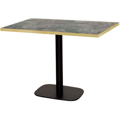 RestooTab Tisch Round rechteckig - Kanten messingfarben; 120x70x75 cm (LxBxH); Platte graublau/messing, Gestell schwarz; rechteckig RestooTab Tisch Round rechteckig - Kanten messingfarben; 120x70x75 cm (LxBxH); Platte graublau/messing, Gestell schwarz; rechteckig