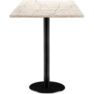 RestooTab Stehtisch Rome quadratisch - Dekor Stein; 60x60x113 cm (LxBxH); Platte wollweiß/grau/marmoriert, Gestell schwarz; quadratisch RestooTab Stehtisch Rome quadratisch - Dekor Stein; 60x60x113 cm (LxBxH); Platte wollweiß/grau/marmoriert, Gestell schwarz; quadratisch