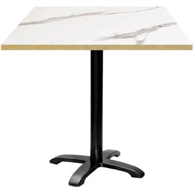 RestooTab Tisch Bazila quadratisch - Dekor Stein; 70x70x75 cm (LxBxH); Platte weiß, Gestell schwarz; quadratisch RestooTab Tisch Bazila quadratisch - Dekor Stein; 70x70x75 cm (LxBxH); Platte weiß, Gestell schwarz; quadratisch