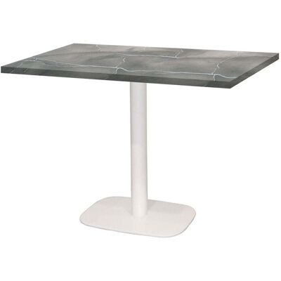 RestooTab Tisch Round rechteckig Gestell weiß - Dekor Stein; 120x70x75 cm (LxBxH); Platte grau/blau/marmoriert, Gestell weiß; rechteckig RestooTab Tisch Round rechteckig Gestell weiß - Dekor Stein; 120x70x75 cm (LxBxH); Platte grau/blau/marmoriert, Gestell weiß; rechteckig