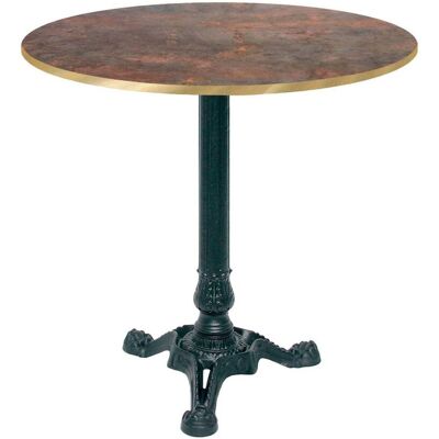 RestooTab Tisch Bistrot Ø70cm - Modell Berbre Capuccino mit messingfarbenen Kanten; 70x70x75x70 cm (LxBxHxØ); metall verrostet/messing; Gestell schwarz; rund RestooTab Tisch Bistrot Ø70cm - Modell Berbre Capuccino mit messingfarbenen Kanten; 70x70x75x70 cm (LxBxHxØ); metall verrostet/messing; Gestell schwarz; rund