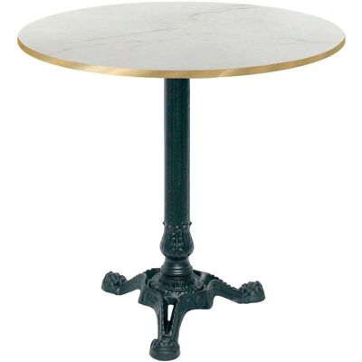 RestooTab Tisch Bistrot Ø70cm - Modell Berbre Capuccino mit messingfarbenen Kanten; 70x70x75x70 cm (LxBxHxØ); weiß/beige/messing; Gestell schwarz; rund RestooTab Tisch Bistrot Ø70cm - Modell Berbre Capuccino mit messingfarbenen Kanten; 70x70x75x70 cm (LxBxHxØ); weiß/beige/messing; Gestell schwarz; rund