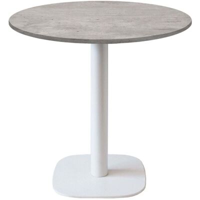 RestooTab Tisch Round rund Gestell weiß - Dekor Stein; 75x70 cm (HxØ); Platte grau/beton, Gestell weiß; rund RestooTab Tisch Round rund Gestell weiß - Dekor Stein; 75x70 cm (HxØ); Platte grau/beton, Gestell weiß; rund