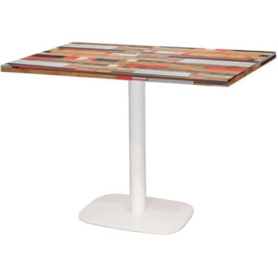 RestooTab Tisch Round rechteckig Gestell weiß - Dekor Holz & Uni; 120x70x75 cm (LxBxH); Platte mehrfarbig, Gestell weiß; rechteckig RestooTab Tisch Round rechteckig Gestell weiß - Dekor Holz & Uni; 120x70x75 cm (LxBxH); Platte mehrfarbig, Gestell weiß; rechteckig