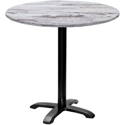 RestooTab Tisch Bazila rund - Dekor Holz; 74x80 cm (HxØ); Platte eiche/weiß, Gestell schwarz; rund RestooTab Tisch Bazila rund - Dekor Holz; 74x80 cm (HxØ); Platte eiche/weiß, Gestell schwarz; rund