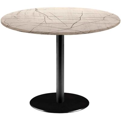 RestooTab Tisch Rome XL rund - Dekor Stein & Marmor; 75x120 cm (HxØ); Platte wollweiß/grau/marmoriert, Gestell schwarz; rund RestooTab Tisch Rome XL rund - Dekor Stein & Marmor; 75x120 cm (HxØ); Platte wollweiß/grau/marmoriert, Gestell schwarz; rund
