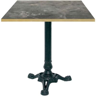 RestooTab Tisch Bistrot 70x70cm - Modell Berbre Capuccino mit messingfarbenen Kanten; 70x70x75 cm (LxBxH); graublau/messing; Gestell schwarz; quadratisch RestooTab Tisch Bistrot 70x70cm - Modell Berbre Capuccino mit messingfarbenen Kanten; 70x70x75 cm (LxBxH); graublau/messing; Gestell schwarz; quadratisch