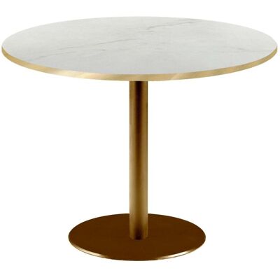 RestooTab Tisch Rome XL rund Gestell goldmetallic - Kanten messingfarben; 75x120 cm (HxØ); Platte weiß/beige/messing, Gestell messing; rund RestooTab Tisch Rome XL rund Gestell goldmetallic - Kanten messingfarben; 75x120 cm (HxØ); Platte weiß/beige/messing, Gestell messing; rund