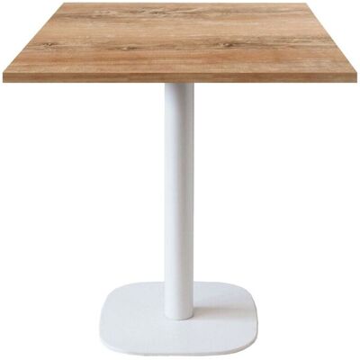 RestooTab Tisch Round quadratisch Gestell weiß - Dekor Holz & Uni; 70x70x75 cm (LxBxH); Platte eiche antik, Gestell weiß; quadratisch RestooTab Tisch Round quadratisch Gestell weiß - Dekor Holz & Uni; 70x70x75 cm (LxBxH); Platte eiche antik, Gestell weiß; quadratisch