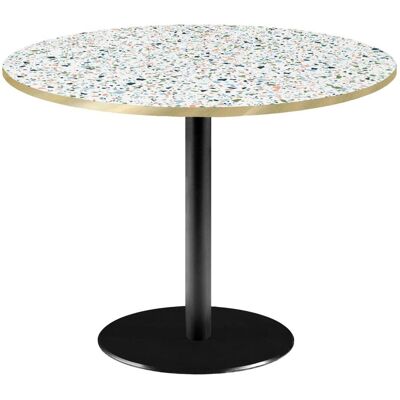 RestooTab Tisch Rome XL rund - Dekore Steine; 75x120 cm (HxØ); mehrfarbig/terrazzo/messing; rund RestooTab Tisch Rome XL rund - Dekore Steine; 75x120 cm (HxØ); mehrfarbig/terrazzo/messing; rund