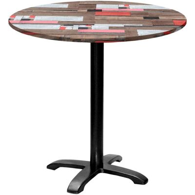 RestooTab Tisch Bazila rund - Dekor Holz; 74x80 cm (HxØ); Platte mehrfarbig, Gestell schwarz; rund RestooTab Tisch Bazila rund - Dekor Holz; 74x80 cm (HxØ); Platte mehrfarbig, Gestell schwarz; rund