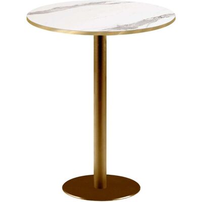RestooTab Stehtisch Rome rund Gestell goldmetallic - Kanten messingfarben; 113x60 cm (HxØ); Platte weiß/grau/messing, Gestell messing; rund RestooTab Stehtisch Rome rund Gestell goldmetallic - Kanten messingfarben; 113x60 cm (HxØ); Platte weiß/grau/messing, Gestell messing; rund