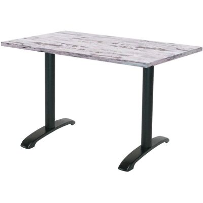 RestooTab Tisch Bazila rechteckig - Dekor Stein & Holz; 160x80x74 cm (LxBxH); Platte eiche/weiß, Gestell schwarz; rechteckig RestooTab Tisch Bazila rechteckig - Dekor Stein & Holz; 160x80x74 cm (LxBxH); Platte eiche/weiß, Gestell schwarz; rechteckig