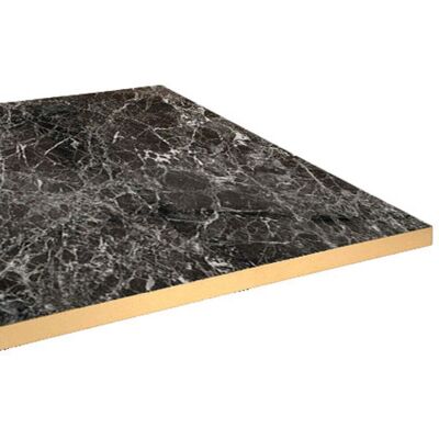 RestooTab Tischplatte quadratisch, dunkles Marmor-Dekor, Kanten messingfarben; 70x70 cm (LxB); schwarz/marmoriert; quadratisch RestooTab Tischplatte quadratisch, dunkles Marmor-Dekor, Kanten messingfarben; 70x70 cm (LxB); schwarz/marmoriert; quadratisch