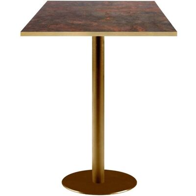 RestooTab Stehtisch Rome quadratisch Gestell goldmetallic - Kanten messing; 60x60x113 cm (LxBxH); Platte metall verrostet, Gestell messing; quadratisch RestooTab Stehtisch Rome quadratisch Gestell goldmetallic - Kanten messing; 60x60x113 cm (LxBxH); Platte metall verrostet, Gestell messing; quadratisch