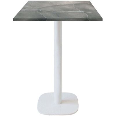 RestooTab Stehtisch Round quadratisch Gestell weiß - Dekor Stein; 60x60x113 cm (LxBxH); Platte grau/blau/marmoriert, Gestell weiß; quadratisch RestooTab Stehtisch Round quadratisch Gestell weiß - Dekor Stein; 60x60x113 cm (LxBxH); Platte grau/blau/marmoriert, Gestell weiß; quadratisch