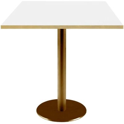 RestooTab Tisch Rome quadratisch Gestell goldmetallic - Kanten messingfarben; 70x70x75 cm (LxBxH); Platte weiß/messing, Gestell messing; quadratisch RestooTab Tisch Rome quadratisch Gestell goldmetallic - Kanten messingfarben; 70x70x75 cm (LxBxH); Platte weiß/messing, Gestell messing; quadratisch