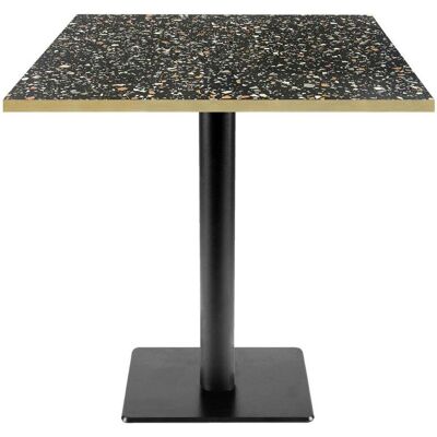 RestooTab Tisch Milan T quadratisch - Dekore Steine; 70x70x75 cm (LxBxH); schwarz/terrazzo/messing; quadratisch RestooTab Tisch Milan T quadratisch - Dekore Steine; 70x70x75 cm (LxBxH); schwarz/terrazzo/messing; quadratisch