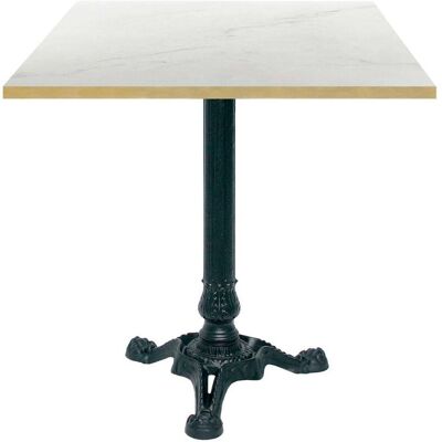 RestooTab Tisch Bistrot 70x70cm - Modell Berbre Capuccino mit messingfarbenen Kanten; 70x70x75 cm (LxBxH); weiß/beige/messing; Gestell schwarz; quadratisch RestooTab Tisch Bistrot 70x70cm - Modell Berbre Capuccino mit messingfarbenen Kanten; 70x70x75 cm (LxBxH); weiß/beige/messing; Gestell schwarz; quadratisch