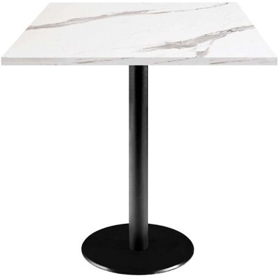RestooTab Tisch Rome quadratisch - Dekor Stein; 70x70x75 cm (LxBxH); Platte weiß/grau/marmoriert, Gestell schwarz; quadratisch RestooTab Tisch Rome quadratisch - Dekor Stein; 70x70x75 cm (LxBxH); Platte weiß/grau/marmoriert, Gestell schwarz; quadratisch